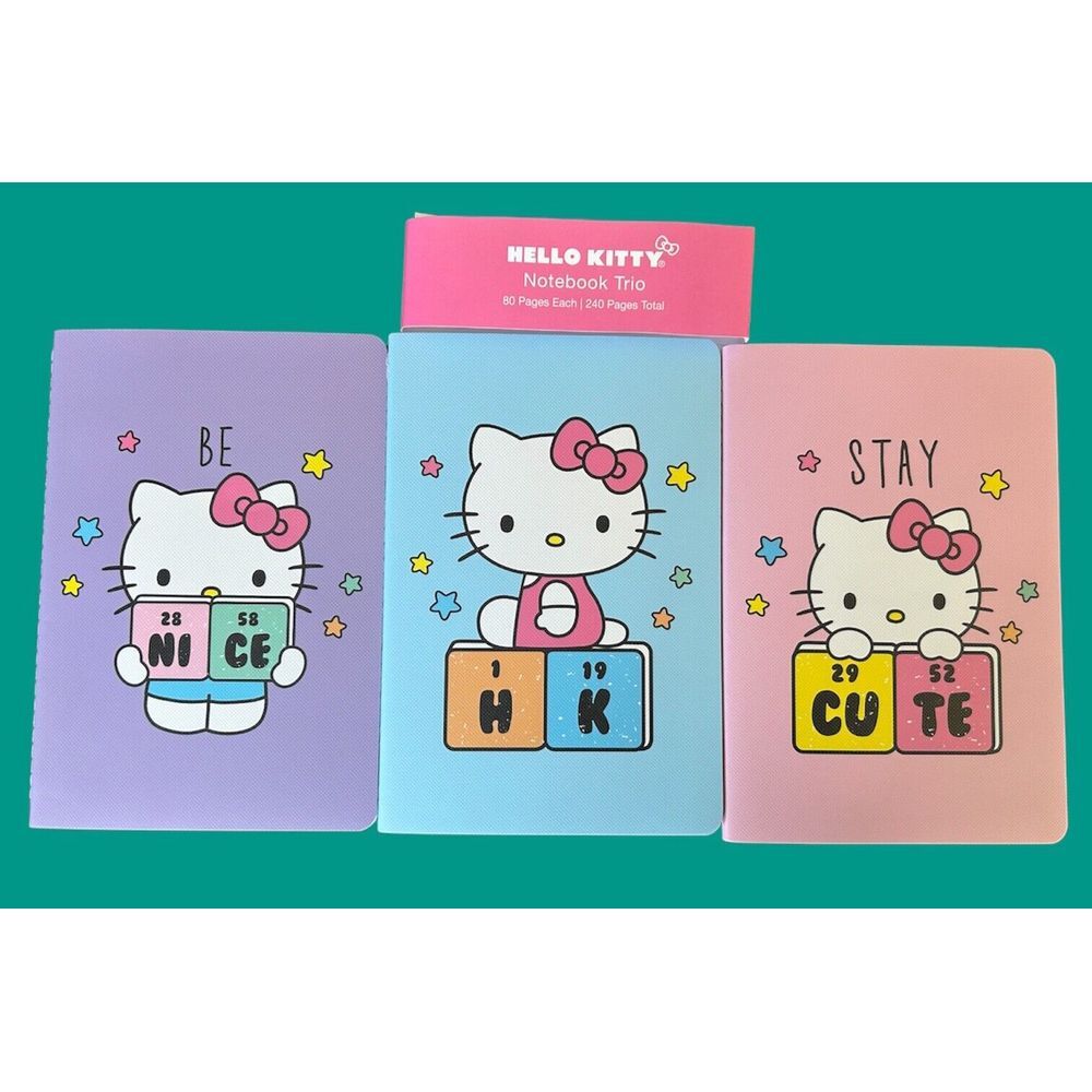2024 Sanrio Hello Kitty & Friends Pastel Colors Set 3 Lined‎ Notebooks 80 Pages